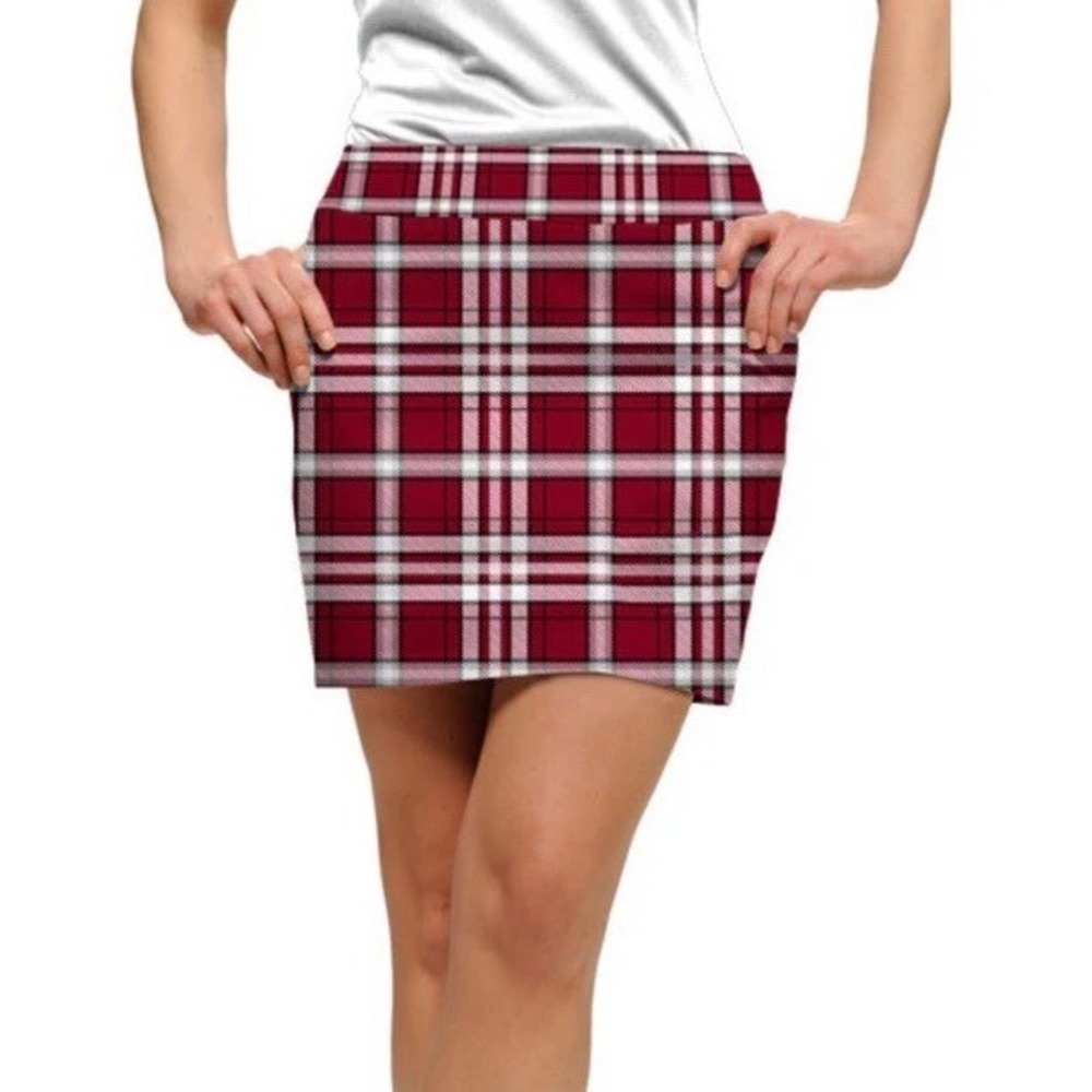Loudmouth Golf Maroon Fairway Crimson Plaid Classic School Girl Skort/Skirt Sz 4